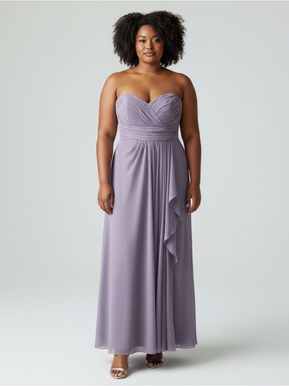Bill  Levkoff Strapless Chiffon Formal Evening Gown Victorian Lilac Purple 16